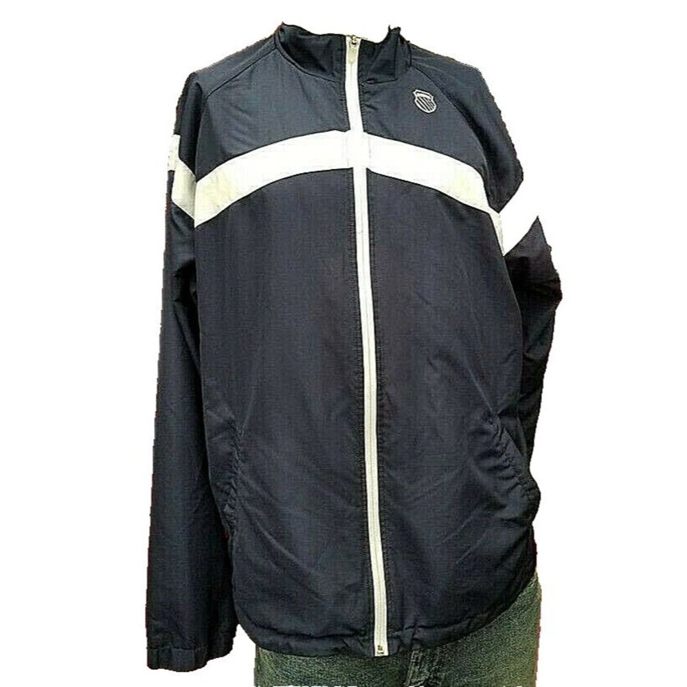 K-Swiss Men's Navy Blue Windbreaker Size 2XL Breathable Lining Drawstring